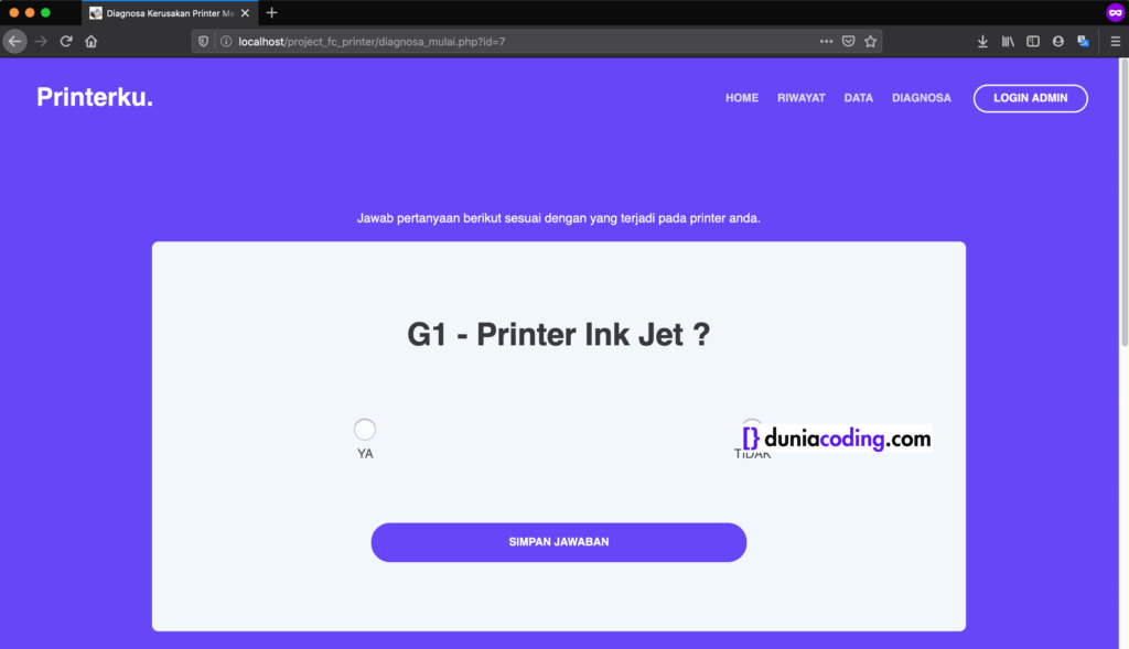 sistem pakar php metode forward chaining