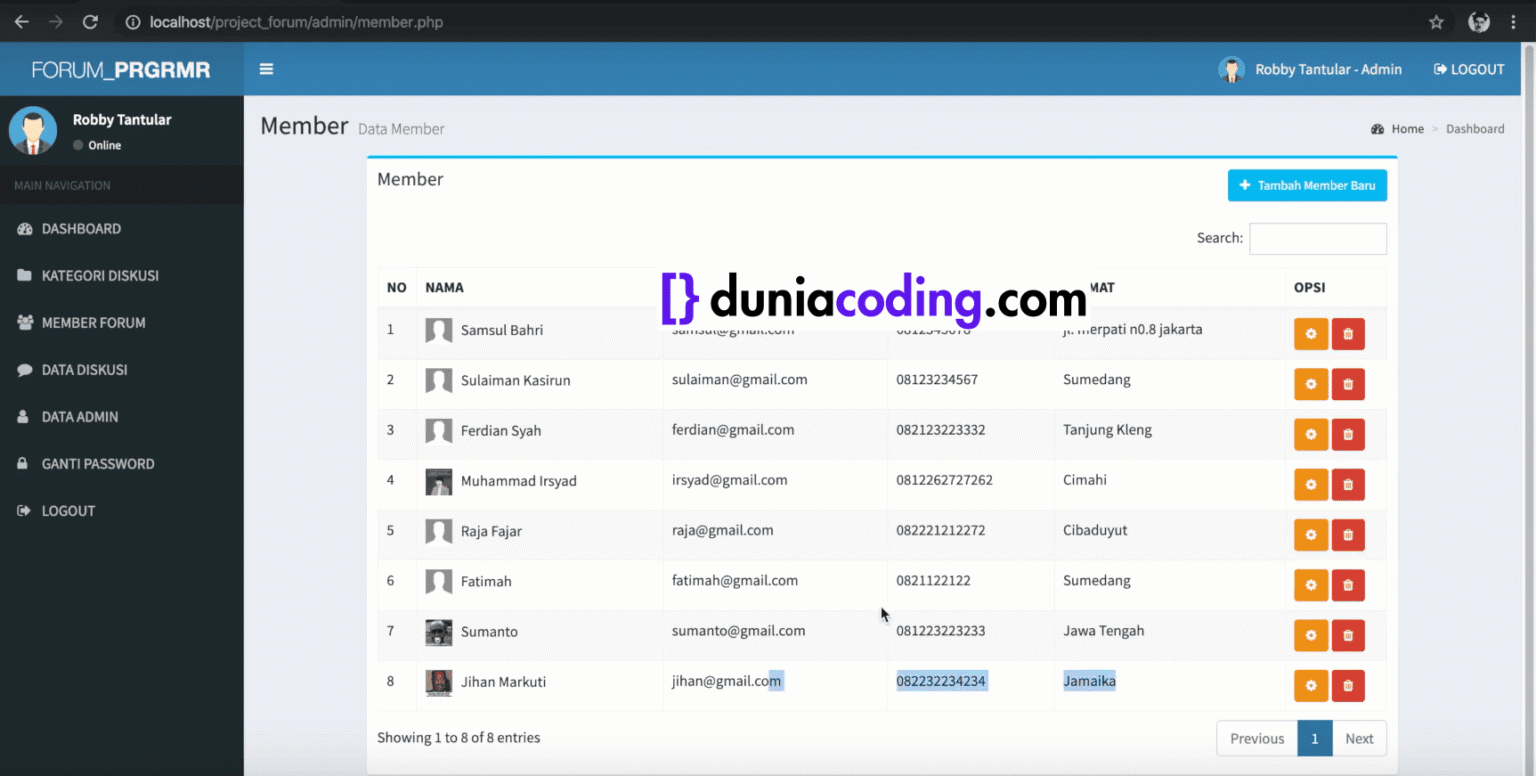 Website Forum Menggunakan PHP PDO dan MySQLi