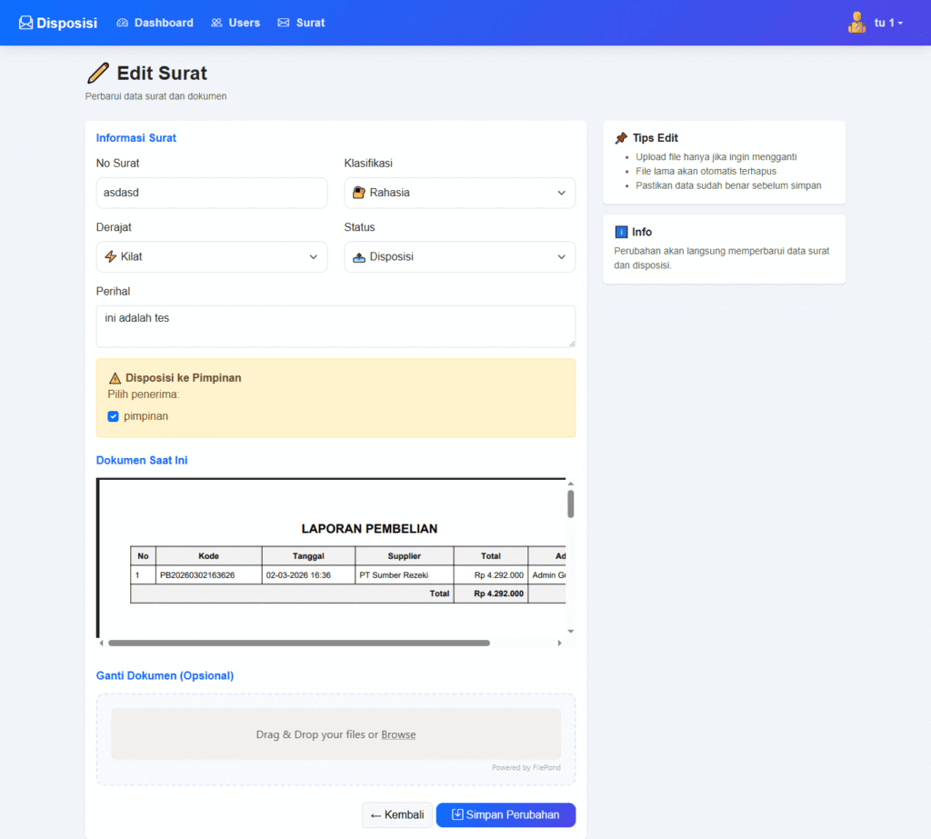 Aplikasi disposisi surat