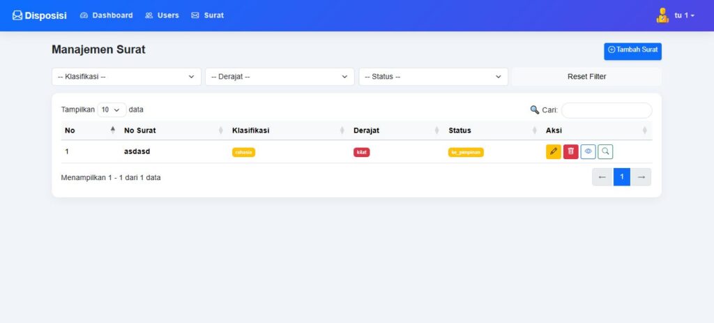 Aplikasi disposisi surat berbasis web