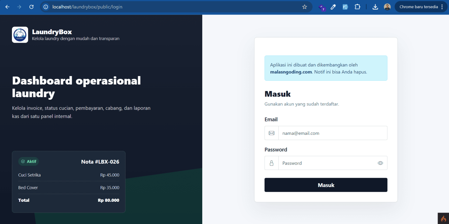 Aplikasi Manajemen Laundry Berbasis Web Dengan Codeigniter 4
