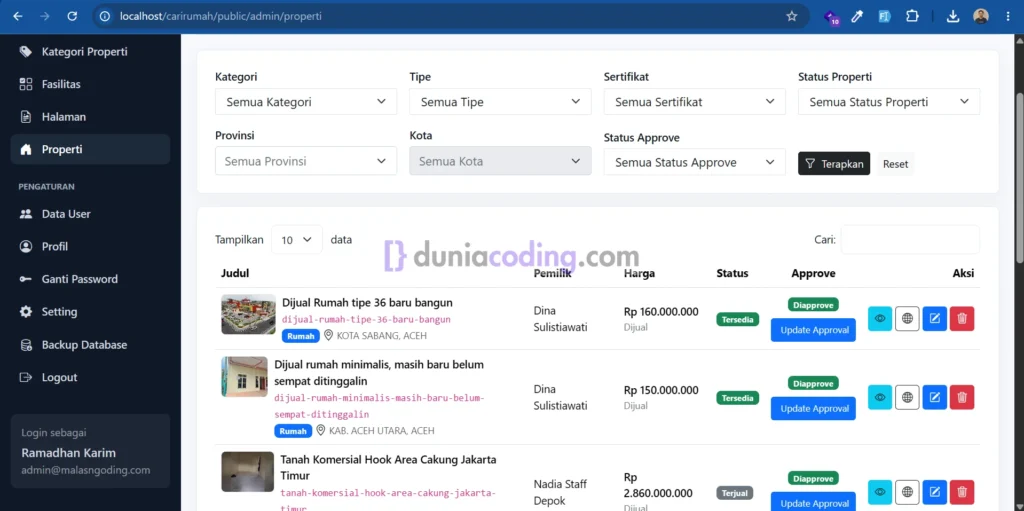 source code website situs listing properti lengkap